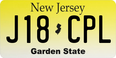 NJ license plate J18CPL