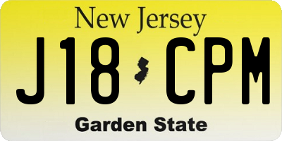 NJ license plate J18CPM