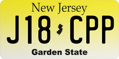 NJ license plate J18CPP