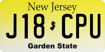 NJ license plate J18CPU