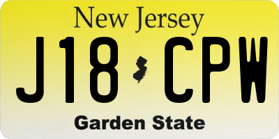 NJ license plate J18CPW