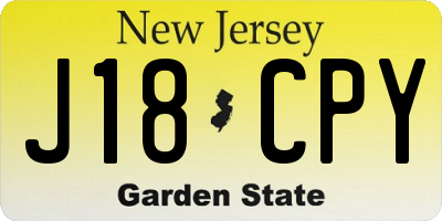 NJ license plate J18CPY