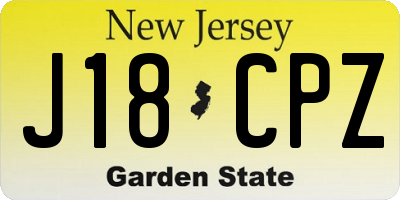 NJ license plate J18CPZ
