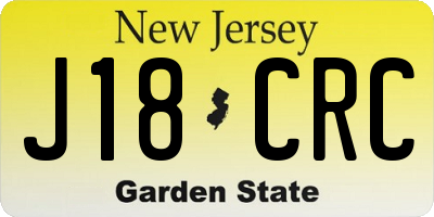 NJ license plate J18CRC