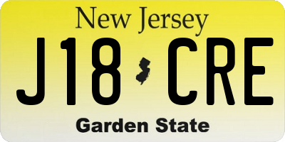 NJ license plate J18CRE