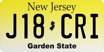 NJ license plate J18CRI