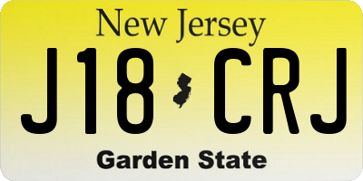 NJ license plate J18CRJ