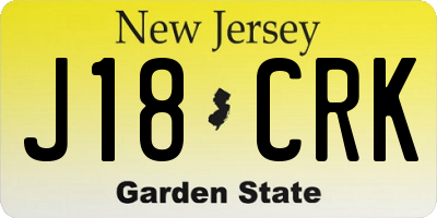 NJ license plate J18CRK