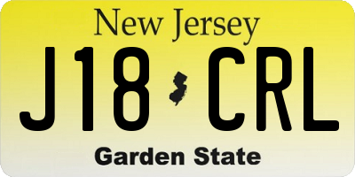 NJ license plate J18CRL