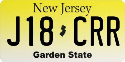 NJ license plate J18CRR