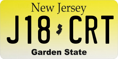 NJ license plate J18CRT