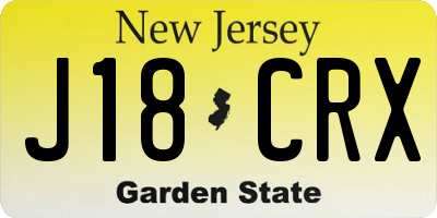 NJ license plate J18CRX