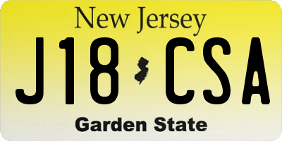 NJ license plate J18CSA