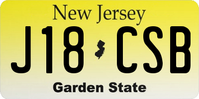 NJ license plate J18CSB