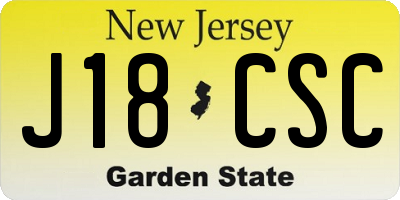 NJ license plate J18CSC