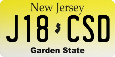NJ license plate J18CSD