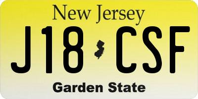 NJ license plate J18CSF
