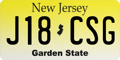 NJ license plate J18CSG
