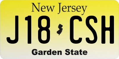 NJ license plate J18CSH