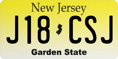 NJ license plate J18CSJ