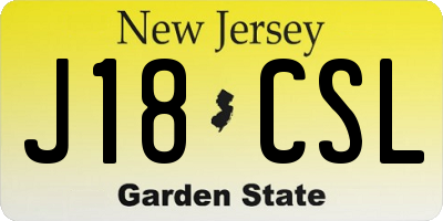NJ license plate J18CSL