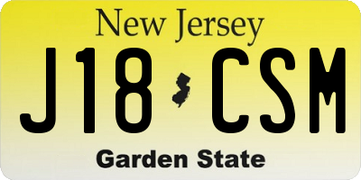 NJ license plate J18CSM