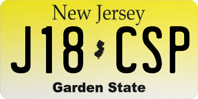 NJ license plate J18CSP