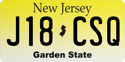 NJ license plate J18CSQ