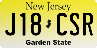 NJ license plate J18CSR