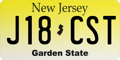 NJ license plate J18CST