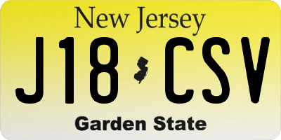 NJ license plate J18CSV