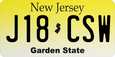 NJ license plate J18CSW