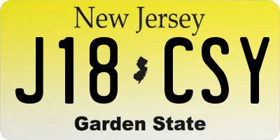 NJ license plate J18CSY
