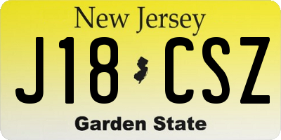 NJ license plate J18CSZ