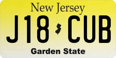 NJ license plate J18CUB