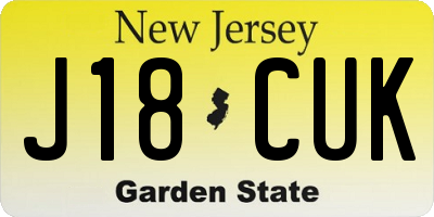 NJ license plate J18CUK