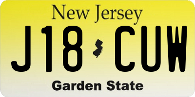 NJ license plate J18CUW
