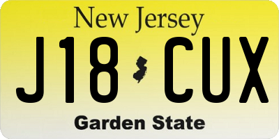 NJ license plate J18CUX