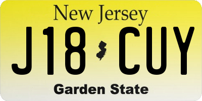 NJ license plate J18CUY