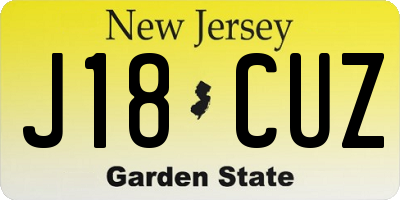 NJ license plate J18CUZ