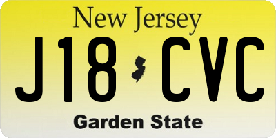NJ license plate J18CVC