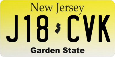 NJ license plate J18CVK