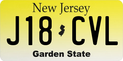 NJ license plate J18CVL