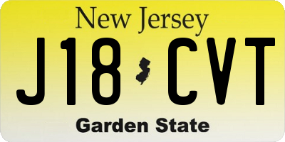 NJ license plate J18CVT
