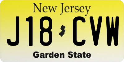 NJ license plate J18CVW
