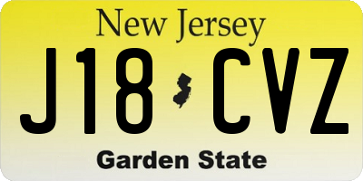 NJ license plate J18CVZ