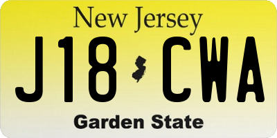 NJ license plate J18CWA