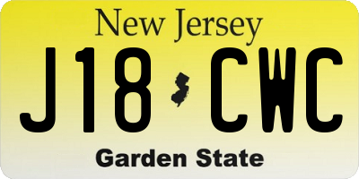NJ license plate J18CWC
