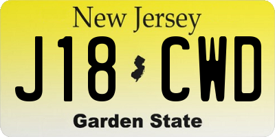 NJ license plate J18CWD