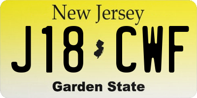 NJ license plate J18CWF